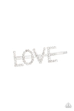 Load image into Gallery viewer, Paparazzi All You Need Is Love - White Rhinestones - &quot;LOVE&quot; Bobby Pin / Hair Clip - $5 Jewelry with Ashley Swint