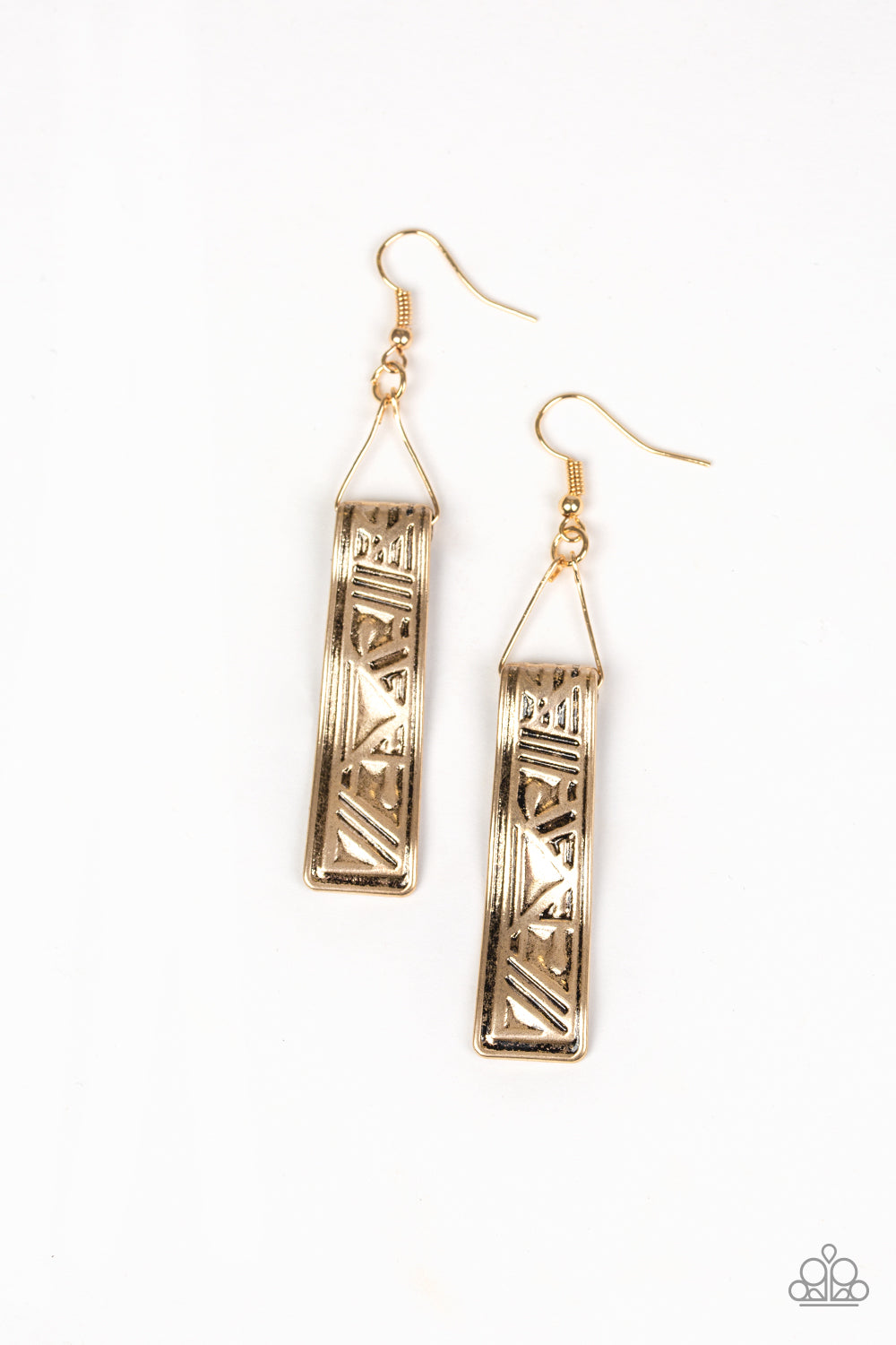 Paparazzi Ancient Artifacts - Gold - Hammered Frame - Earrings - $5 Jewelry With Ashley Swint