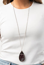 Load image into Gallery viewer, Paparazzi Artificial Animal - PURPLE - Metallic Scale Print - Leather Gold Teardrop - Necklace &amp; Earrings - $5 Jewelry with Ashley Swint