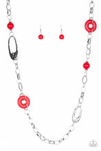 Load image into Gallery viewer, Paparazzi Artisan Artifact - Red Stone Beads - Silver Rings, Hammered Accents - Necklace &amp; Earrings - $5 Jewelry With Ashley Swint