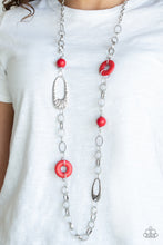 Load image into Gallery viewer, Paparazzi Artisan Artifact - Red Stone Beads - Silver Rings, Hammered Accents - Necklace &amp; Earrings - $5 Jewelry With Ashley Swint