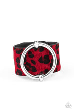 Load image into Gallery viewer, Paparazzi Asking FUR Trouble - RED - Thick Black Leather Band - Fuzzy Cheetah Pattern - Bracelet - $5 Jewelry with Ashley Swint