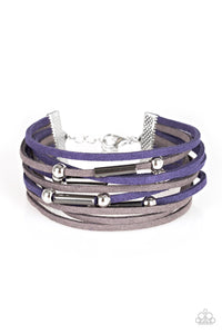 Paparazzi Back To BACKPACKER - Multi - Gray and Blue Suede - Adjustable Clasp - Bracelet - $5 Jewelry with Ashley Swint