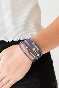 Paparazzi Back To BACKPACKER - Multi - Gray and Blue Suede - Adjustable Clasp - Bracelet - $5 Jewelry with Ashley Swint