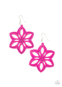 Paparazzi Bahama Blossoms - Pink - Wooden Frame - Earrings - $5 Jewelry with Ashley Swint