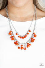 Load image into Gallery viewer, Paparazzi Beautifully Beaded - Orange Beads - Silver Chains - Necklace &amp; Earrings - $5 Jewelry With Ashley Swint
