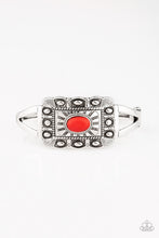 Load image into Gallery viewer, Paparazzi BIG House On The Prairie - Red Stone - Silver Hinged Bracelet - $5 Jewelry with Ashley Swint