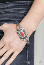 Load image into Gallery viewer, Paparazzi BIG House On The Prairie - Red Stone - Silver Hinged Bracelet - $5 Jewelry with Ashley Swint