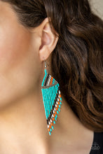 Load image into Gallery viewer, Paparazzi Bodaciously Bohemian - Blue - Black, Gunmetal, Orange and White Seed Beads - Earrings - $5 Jewelry with Ashley Swint