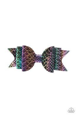 Paparazzi BOW Your Mind - Black Multi - Rainbow Scale Pattern - Hair Clip - $5 Jewelry with Ashley Swint