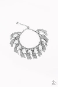 Paparazzi Brag Swag - Silver - Faceted Teardrops Fringe - Bracelet - $5 Jewelry with Ashley Swint