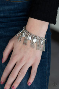 Paparazzi Brag Swag - Silver - Faceted Teardrops Fringe - Bracelet - $5 Jewelry with Ashley Swint