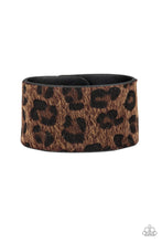 Load image into Gallery viewer, Paparazzi Cheetah Cabana - Brown - Fuzzy Cheetah Black Leather Band - Bracelet - $5 Jewelry with Ashley Swint