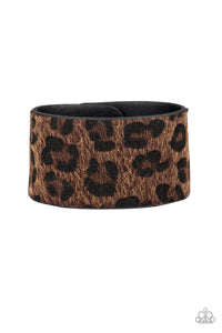 Paparazzi Cheetah Cabana - Brown - Fuzzy Cheetah Black Leather Band - Bracelet - $5 Jewelry with Ashley Swint