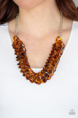 Paparazzi Comin In HAUTE - Brown - Tortoise Shell Acrylic - Necklace - Life of the Party Exclusive December 2019 - $5 Jewelry with Ashley Swint