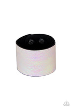 Load image into Gallery viewer, Paparazzi Cosmo Cruise - White - Iridescent Crocodile Print - Leather Wrap / Snap Bracelet - $5 Jewelry with Ashley Swint