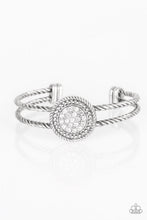 Load image into Gallery viewer, Paparazzi Definitely Dazzling - White Rhinestones - Antiqued Shimmer - Cuff Bracelet - $5 Jewelry With Ashley Swint
