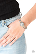 Load image into Gallery viewer, Paparazzi Definitely Dazzling - White Rhinestones - Antiqued Shimmer - Cuff Bracelet - $5 Jewelry With Ashley Swint