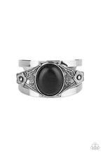 Load image into Gallery viewer, Paparazzi Desert Nature - Black - Stone - Embossed Floral Detail - Thick Cuff Bracelet - $5 Jewelry with Ashley Swint