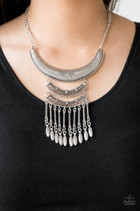 Paparazzi Eastern Empress - Silver - Necklace & Earrings - $5 Jewelry with Ashley Swint