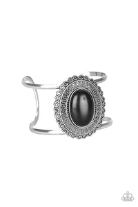 Paparazzi Extra EMPRESS-ive - Black Stone - Silver Cuff Bracelet - $5 Jewelry With Ashley Swint