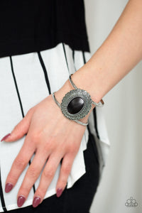 Paparazzi Extra EMPRESS-ive - Black Stone - Silver Cuff Bracelet - $5 Jewelry With Ashley Swint