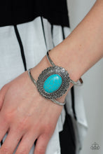 Load image into Gallery viewer, Paparazzi Extra EMPRESS-ive - Blue Turquoise Stone - Silver Filigree Cuff - $5 Jewelry With Ashley Swint