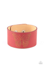 Load image into Gallery viewer, Paparazzi Flirty Flutter - Red - Butterfly Leather Wrap - Bracelet - $5 Jewelry with Ashley Swint