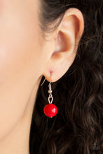 Load image into Gallery viewer, Paparazzi Gypsy Gulf - Red Bead - Silver Pendant Slides on Silver Chains - Necklace and matching Earrings - $5 Jewelry With Ashley Swint