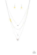 Load image into Gallery viewer, Paparazzi Gypsy Heart - Yellow Beading - Silver Disc - Silver Chain Necklace &amp; Earrings - $5 Jewelry With Ashley Swint