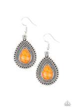 Load image into Gallery viewer, Paparazzi Happy Horizons - Orange Stone - Silver Teardrop - Earrings - $5 Jewelry with Ashley Swint