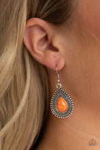 Load image into Gallery viewer, Paparazzi Happy Horizons - Orange Stone - Silver Teardrop - Earrings - $5 Jewelry with Ashley Swint