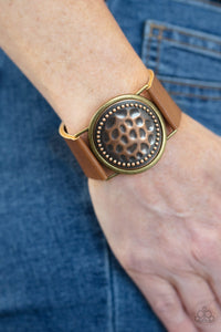 Paparazzi Hold On To Your Buckle - Copper - Hammered Thick Leather Bracelet - $5 Jewelry with Ashley Swint
