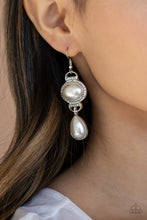 Load image into Gallery viewer, Paparazzi Icy Shimmer - White - Teardrop Bead - White Rhinestones - Earrings - $5 Jewelry with Ashley Swint