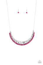 Load image into Gallery viewer, Paparazzi Impressive - Pink Rhinestones - Silver Hammered Necklace and matching Earrings - $5 Jewelry With Ashley Swint