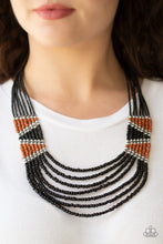 Load image into Gallery viewer, Paparazzi Kickin It Outback - Black - Brown and Silver Seed Beads - Necklace and matching Earrings - $5 Jewelry with Ashley Swint