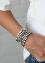 Load image into Gallery viewer, Paparazzi Level The Field - Silver - Stretchy Band Bracelet - $5 Jewelry with Ashley Swint