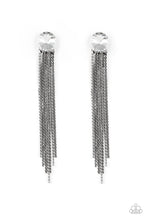 Load image into Gallery viewer, Paparazzi Level Up - Black - Gunmetal Chains - White Gem - Post Earrings - $5 Jewelry with Ashley Swint