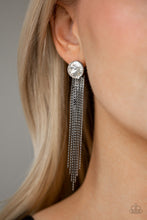 Load image into Gallery viewer, Paparazzi Level Up - Black - Gunmetal Chains - White Gem - Post Earrings - $5 Jewelry with Ashley Swint