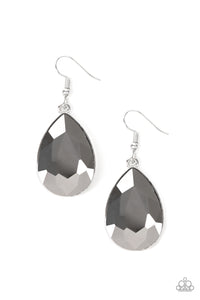 Paparazzi Limo Ride - Silver Hematite Teardrop Rhinestone - Silver Earrings - $5 Jewelry with Ashley Swint