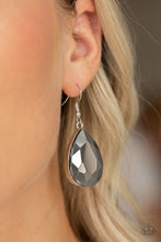 Load image into Gallery viewer, Paparazzi Limo Ride - Silver Hematite Teardrop Rhinestone - Silver Earrings - $5 Jewelry with Ashley Swint