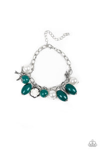 Paparazzi Love Doves - Green - Pearls - Silver Bird, Feather Charms - Bracelet - $5 Jewelry With Ashley Swint