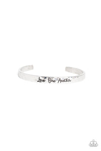 Paparazzi Love One Another - Silver - "Love One Another" Hammered Cuff Bracelet - $5 Jewelry with Ashley Swint