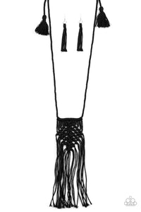 Paparazzi Macrame Mantra - Black - Necklace & Earrings - $5 Jewelry with Ashley Swint