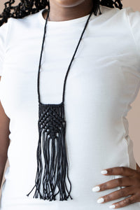 Paparazzi Macrame Mantra - Black - Necklace & Earrings - $5 Jewelry with Ashley Swint