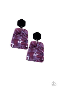 Paparazzi Majestic Mariner - Purple Faux Marble Acrylic - Post Earrings - $5 Jewelry With Ashley Swint