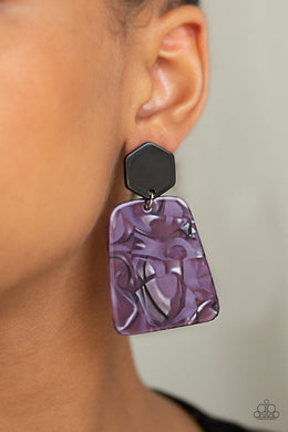 Paparazzi Majestic Mariner - Purple Faux Marble Acrylic - Post Earrings - $5 Jewelry With Ashley Swint