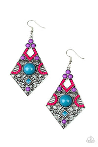 Paparazzi Malibu Meadows - Multi - Blue, Pink & Purple - Earrings - $5 Jewelry with Ashley Swint