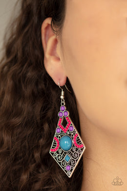 Paparazzi Malibu Meadows - Multi - Blue, Pink & Purple - Earrings - $5 Jewelry with Ashley Swint