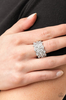 PRE-ORDER - Paparazzi Metro Motivation - White Ring - Life Of the Party Exclusive August 2021 - $5 Jewelry with Ashley Swint